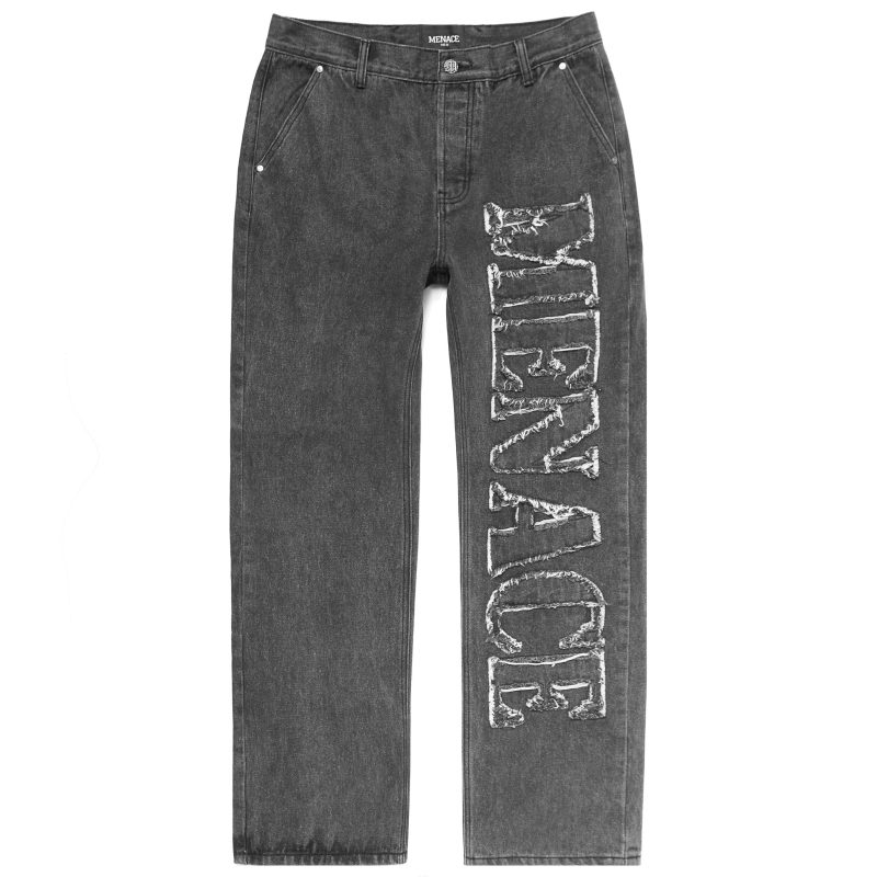 2 Grey Menace Distress Logo Jeans 1