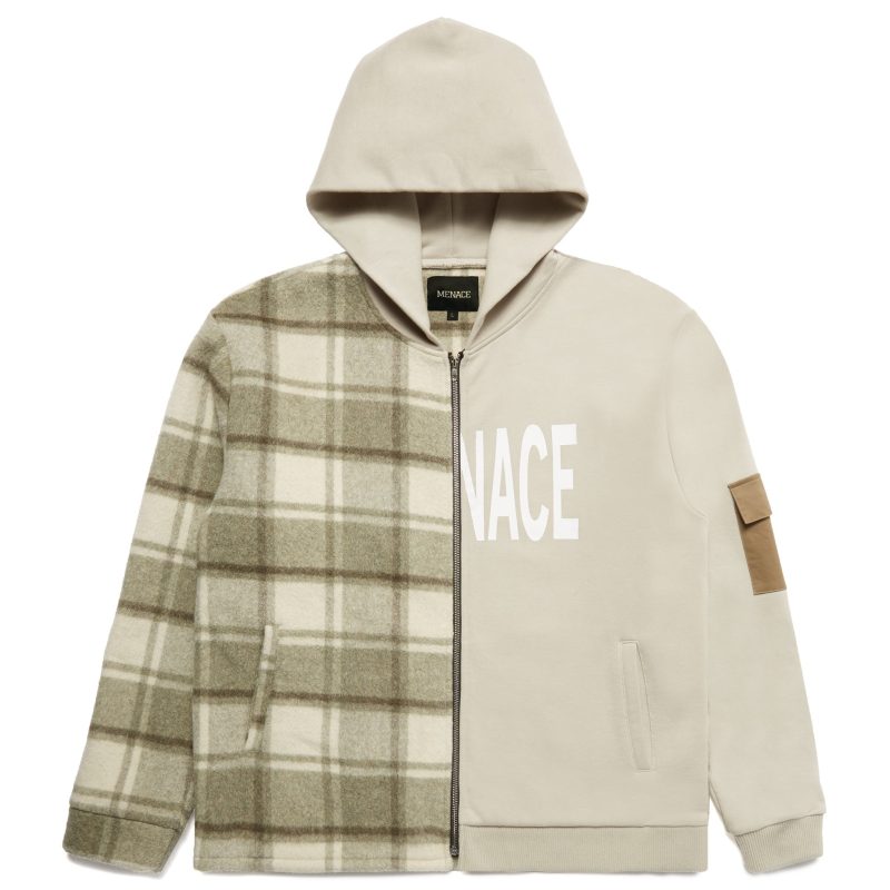 Cream Menace Half Flannel Hoodie 1 tag