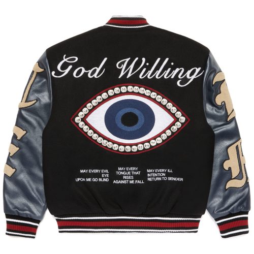 God Willing Varsity Jacket Black 2