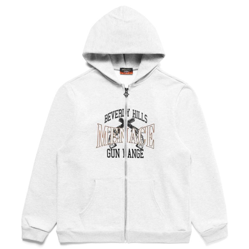 Grey Beverly Hills Gun Range Zip Up Hoodie 1