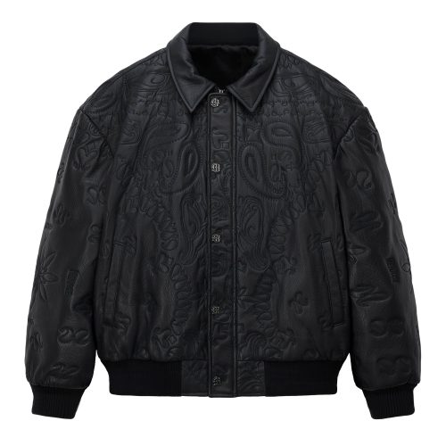 LEATHEREMBROIDERYJACKET BLACK 1copy