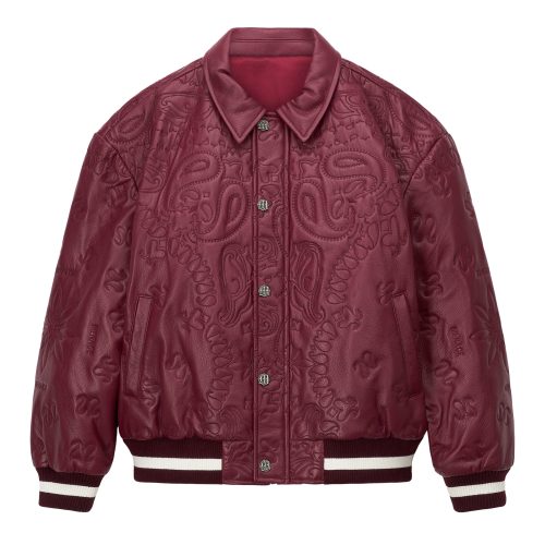 LEATHEREMBROIDERYJACKET BURGUNDY 1