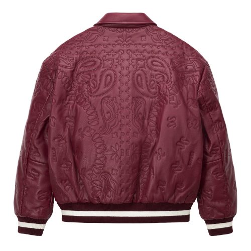 LEATHEREMBROIDERYJACKET BURGUNDY 2