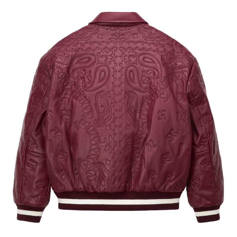 LEATHEREMBROIDERYJACKET BURGUNDY 2