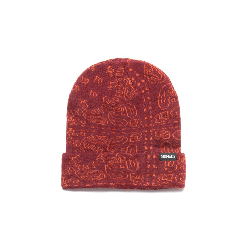 Maroon Paisley Beanie 1