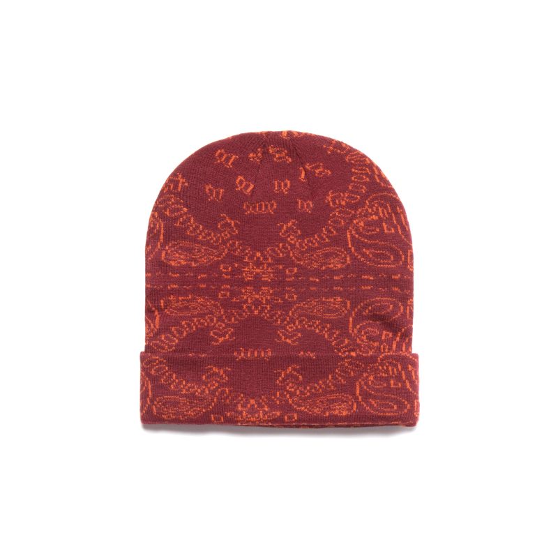 Maroon Paisley Beanie 2