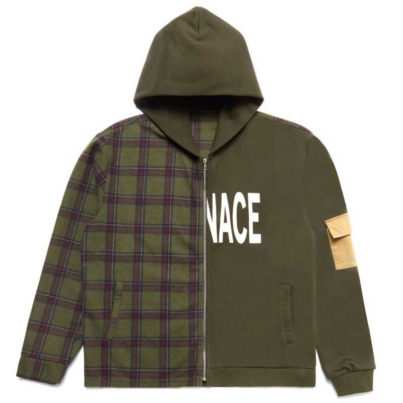 Olive Menace Half Flannel Hoodie 1