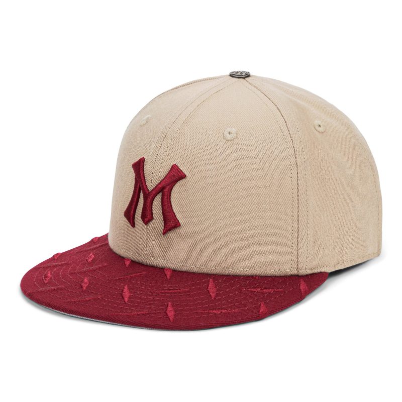 STEELEMBOSSEDFITTEDHAT TAN RED 1